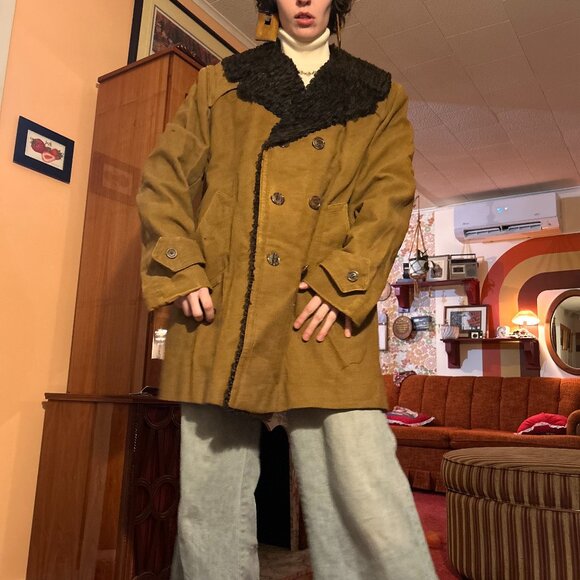 1970s Made in Israel cotton rayon French Tissavel imitation fur double breasted - Picture 6 of 16